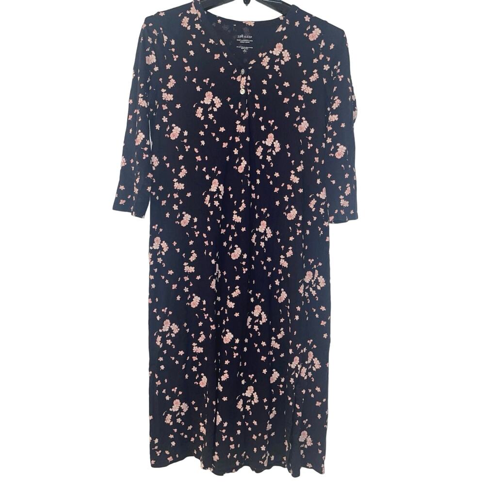 J.Jill Sleep size Small Petite Ultrasoft Long Henley Floral T Shirt Gown Lounge